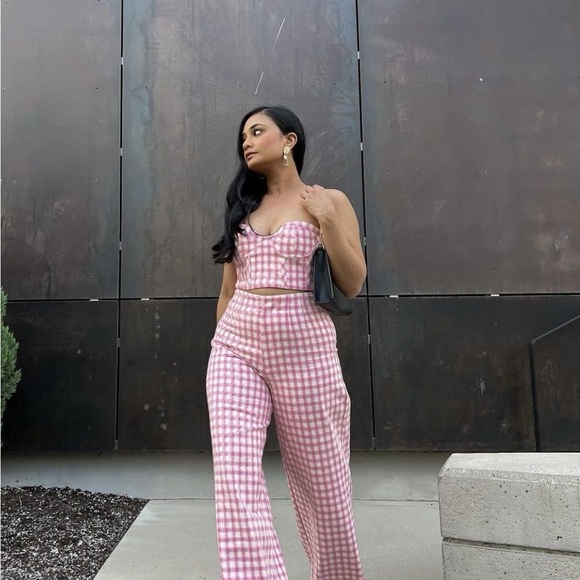 Zara Pink Gingham Bustier Crop Top | Coquette Cottagecore Festival Style (NWT) - Picture 10 of 13